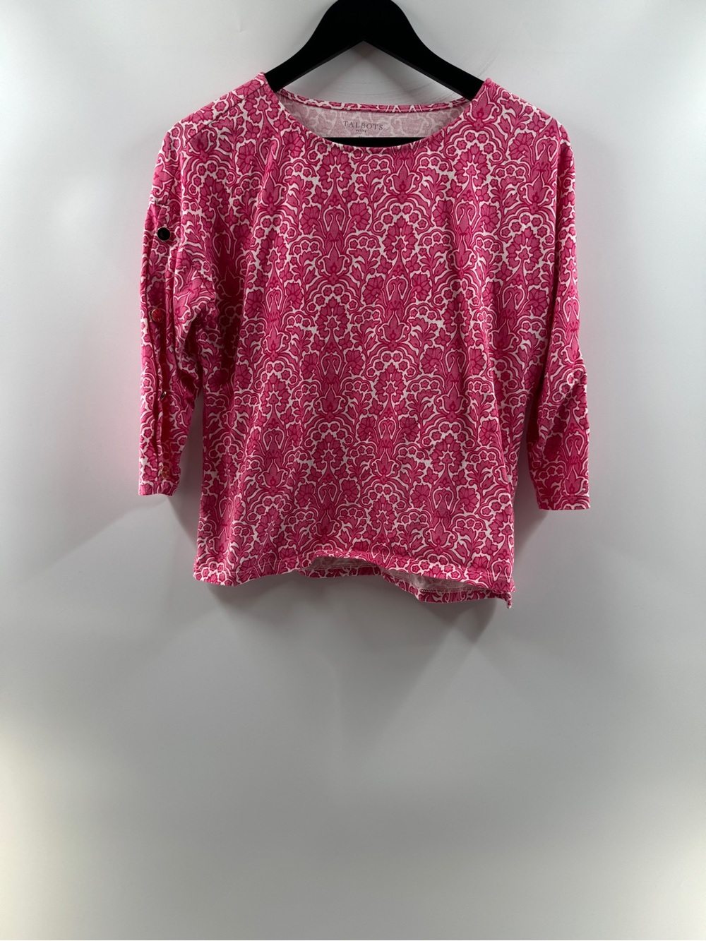 Talbots Pink Floral Print Button Sleeve Top – Women's Petite Medium